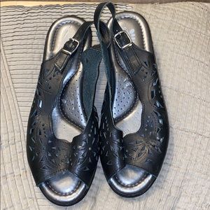 Spring step laser cut small wedge sandal